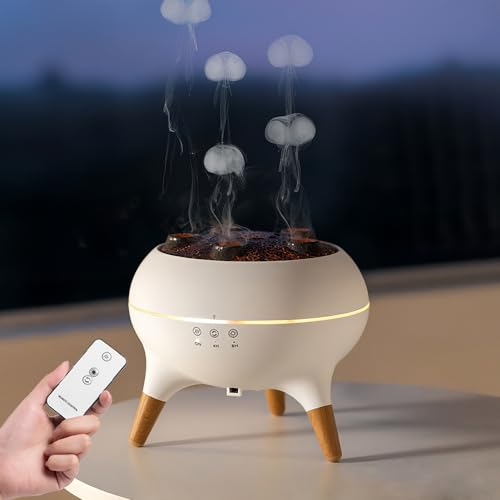 Yolispa Essential Oil Diffuser 250ML Aromatherapy Jellyfish Diffuser Humidifier with Music Sync Mode 4/8 Timers Auto Shut-Off & 7 LED Light Colors for Home Office Yoga