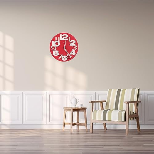 Horloge murale design creux rouge 3D à quartz