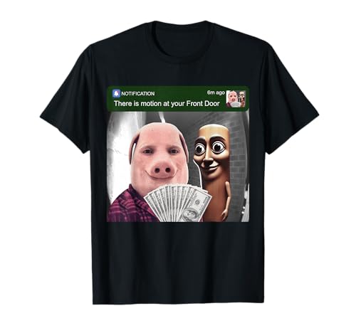 Image of John Pork and Tung Tung Tung Sahur Front Door Motion Funny T-Shirt