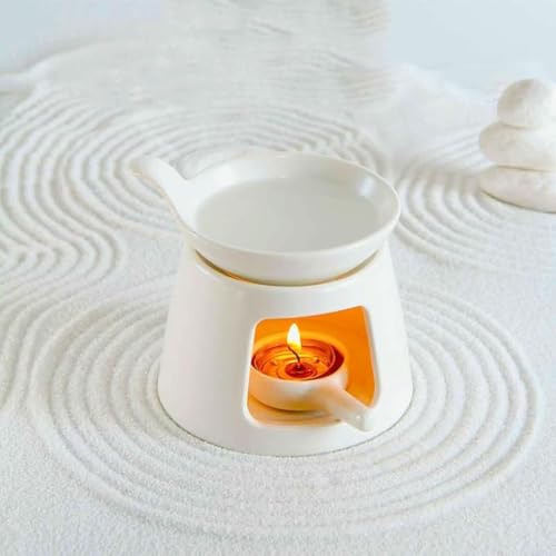 Guangcailun Chauffe-cire en céramique pour bougie chauffe-plat, joli brûleur à huile, expérience d'huile essentielle à la maison, brûleur pour transporter, Noir mat – vue 6