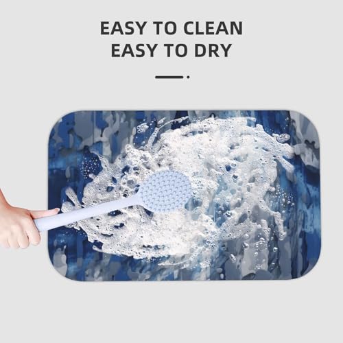 Tapis de bain à diatomées bleu imprimé abstrait pour sortie de douche - 7