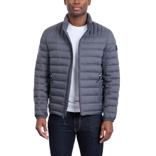 Image of Tommy Hilfiger Mens Embroidered Logo Puffer Jacket