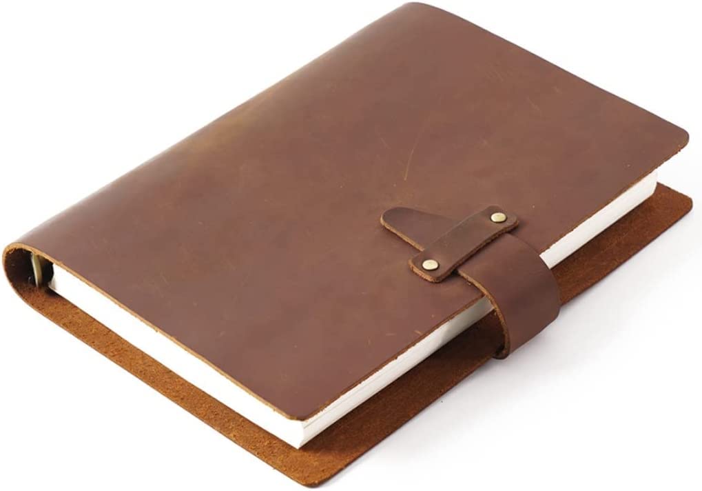 Rustikales Notizbuch mit Echtlederringen, A5-Spiralring, Messing-Binder, Journal, Skizzenbuch, Terminplaner, Schreibwaren, E-A5,E-A5