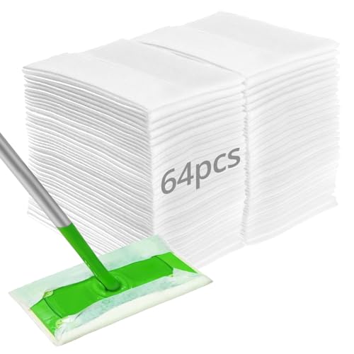 QWORK® 64 Unidades Recambio Almohadillas de Trapo de Barrido en Seco Compatibles con Swiffer Sweeper
