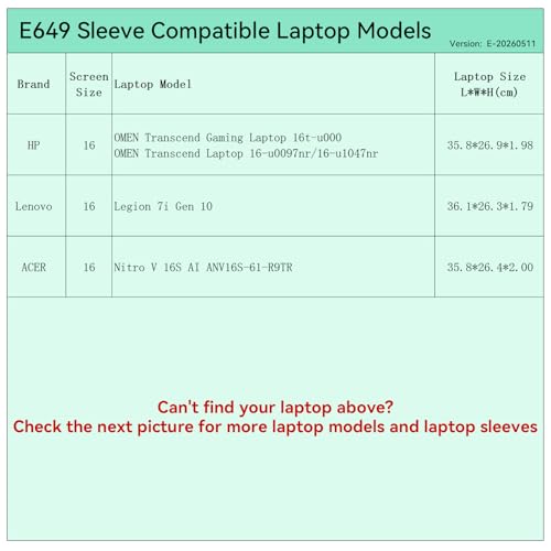 Image of Smatree Elite Laptop Sleeve for 16 inch HP OMEN Transcend Gaming Laptop 16t-u000 /16-u0097nr, Lenovo Legion 7i Gen 10, Acer Nitro V 16S AI ANV16S-61-R9TR, Protective Laptop Case with Pocket(E649)
