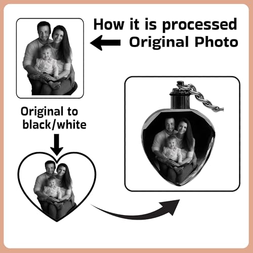 Image of Rangoli Crystal Photo Heart Shape- Custom Engraved Glass Picture, LED Light Base Option - Unique Gift for Birthday,Wedding, Anniversary, Couples,Memorial, and Special Occasions