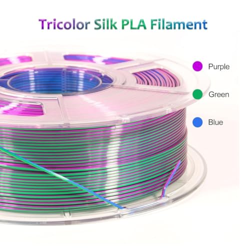 Image of FiLAMONT PLA Silk Filament 1.75mm, 3D Printer Filament, Shiny Silk 1.75 PLA Filament, 1kg(2.2Lbs) /Spool (Tri Blue Green Purple)