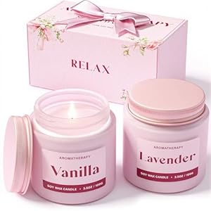 Scented Candles for Women, Soy Candles for Home Scented, Candle Gift Set with Lavender & Vanilla Scents, 2 Pack Aromatherapy Candle for Relaxing, Stress Relief & Home Decor