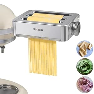 All Metal Pasta Maker Attachment for KitchenAid 3 In 1 Pasta Attachment for Kitchen Aid Stand Mixer 8 Gears Adjustable Pasta Roller Attachment for Fettuccine Linguine Pasta Sheets