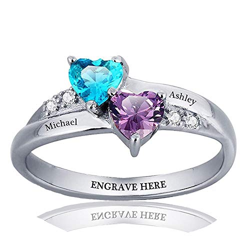 Bague femme argent 2 prénoms personnalisables, le cadeau d'anniversaire et fiançailles