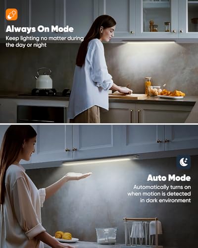 Image of 5-Pack 14in Under Cabinet Lighting, Upgraded 3200mAh Rechargeable Under Cabinet Lights Wireless, LED Motion Sensor Light Indoor Closet Lights Under-Counter Light Fixtures for Kitchen, Hallway, Pantry