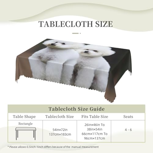 Nappe rectangulaire motif bichon frisé imperméable lavable 137 x 183 cm