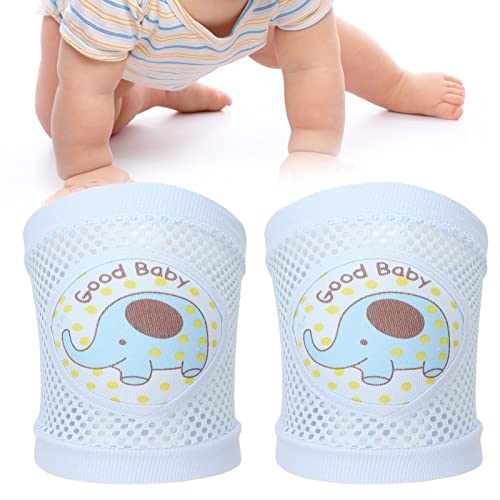 Infant Knee Pads, Baby Knee Pads Blue Elephant Pattern Anti Slip Unisex Baby Knee Protectors Infants Crawling Toddlers Pad FOR Unisex Baby Kneepads Antifall Antiknock Elbow Pads Leggings Knee Pads