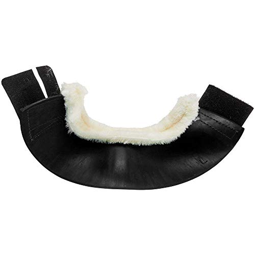 Saxon. Fleece Trim Rubber Bell Boots for Horses Black/White Cob