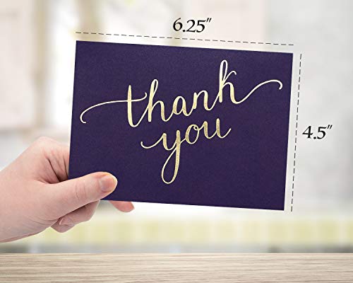 100 Thank You Cards Bulk, Thank You Notes, Aubergine Purple Gold Professional Blank Note Cards with Envelopes, Small Business, Wedding, Gift Cards, Christmas, Graduation, Baby Shower, Funeral, 4x6 Photo Size