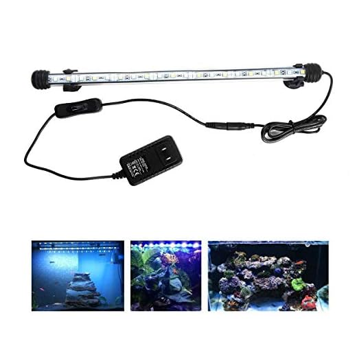 LED Aquarium Light, 15 inches Fish Tank Light White Color Underwater Light Submersible Crystal Glass Lights