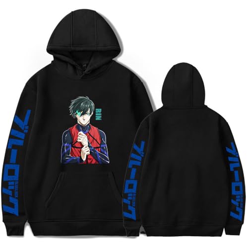 LKY STAR Anime Blue Lock Sudaderas con Capucha Casual Top Cosplay Isagi Yoichi Sweatshirt para Hombres Mujeres Hoody