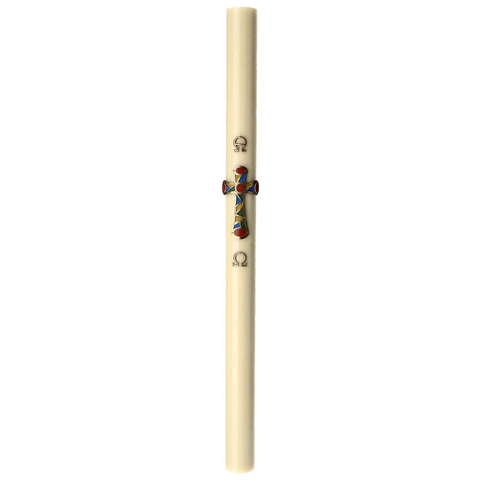 Beeswax Paschal Candle with Patchwork Cross 3.15x47.25 in