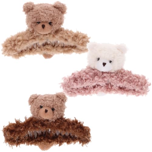 Pince à cheveux ours peluche anti-casse pour attacher les cheveux épais