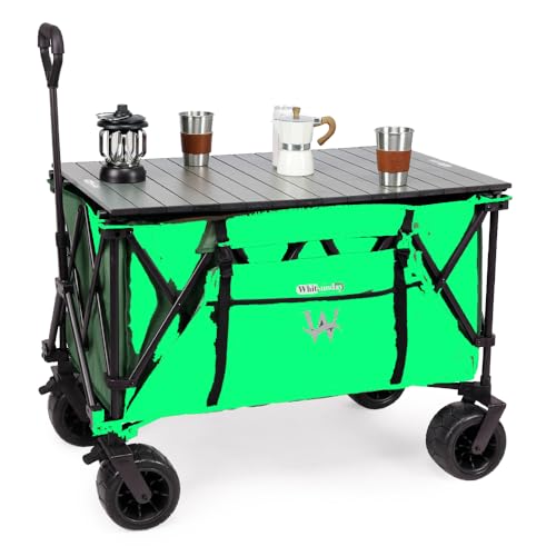 Product Image of the Whitsunday Folding Collapsible Heavy Duty Foldable Utility Camping Park Moko Wagon Cart with Aluminum Table Plate (Green)