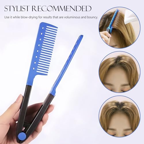 Peine plancha alisadora 2 piezas para cabello azul miniatura 6