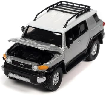 2007 FJ Cruiser Titanium Silver Metallic with White Top and Roofrack Classic Gold Collection Series Limited Edition 1/64 Diecast Model Car by Johnny Lightning JLCG030-JLSP278A