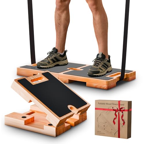 Wooden Fitness Board 180 foldable resistance band board with honeycomb anti-slip design natural pine exercise step platform for Band Training Stretching and Full-Body Home Gym