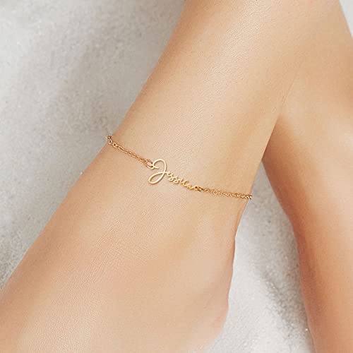 PicturesOnGold.com Custom Name Anklets for Women in Sterling Silver or 14K Gold Personalized Ankle Bracelet Jewelry With Any Name or Word2