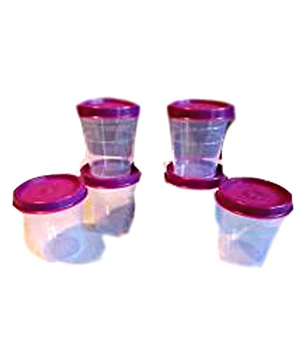 Tupperware Sheer Clasic Midgets Set of 6 Rhubarb Purple Seals