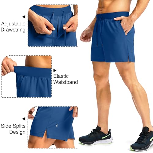 Image of Soothfeel Men's Running Shorts with Zipper Pockets 9 inch / 7 inch / 5 inch Quick Dry Eight Basketball Gym Workout Athletic Shorts