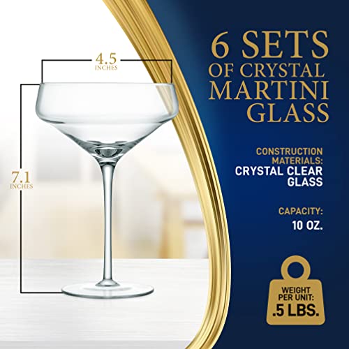 6 Sets Of Crystal Martini Glass, Ultra Clear, Elegant Wine Glass, 100% Hand Blown, Dishwasher Safe, Classy And Reusable Packaging #TOP6