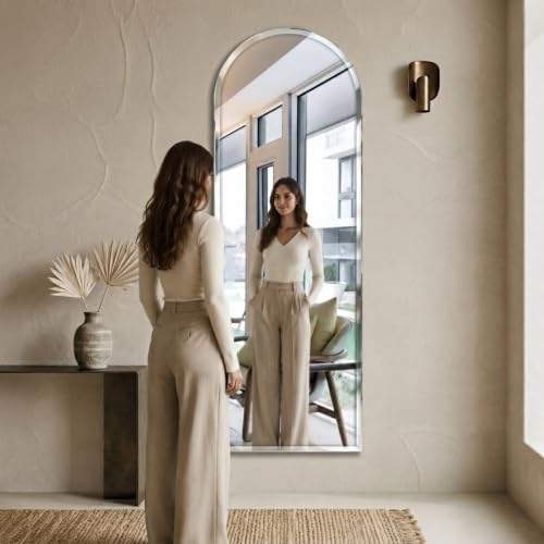 Image of Creative Arts n Frames 5mm Full Length Long Beveled Smooth Edges Frameless Rectangular Wall Mount HD Mirror Home Decor Items (18X60 inch Arch HD Mirror)