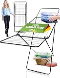 STAHLMANN ® Wäscheständer [18 m Trockenfläche] - Wäscheständer Schwarz platzsparend mit rutschfesten Füßen - Flügelwäscheständer -Wäschetrockner