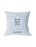  Kissen personalisiert VICHY hellblau mit Krone von paula & ferdinand - Kissen mit Name - Geschenk zur Geburt und Taufe