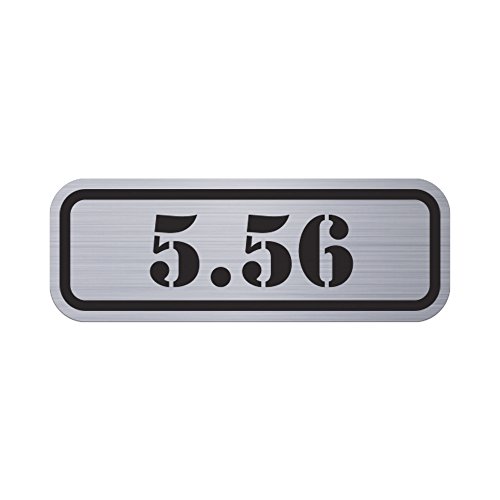 RDW (4X 5.56 Metallic Ammo Can Badge Sticker Self Adhesive Label 3M Bullet 556 - Silver