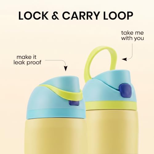 Image of House of Quirk Sippease Stainless Steel Water Bottle with Straw for Sports and Travel BPA-Free 950ML (Melon)