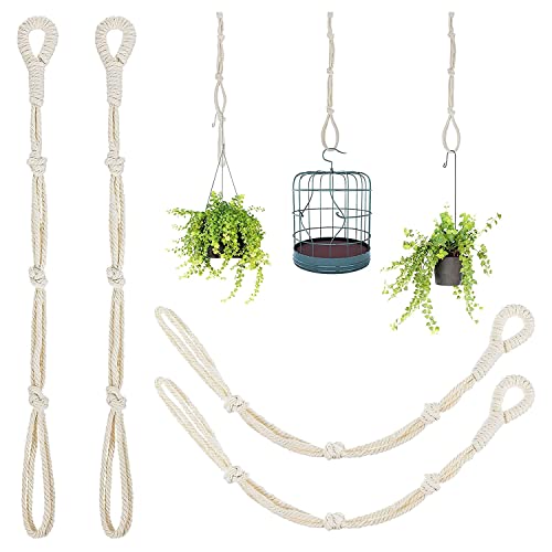 Sirxlevcy 4 Piezas Macrame Beige Planta Colgador Extensor Cuerda Planta Colgante Cesta Extensor Grandes Colgantes Macetas (Beige)