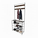 Patères : rangement avec 2 barres - barre du haut avec 5 crochets - barre du bas avec 4 crochets