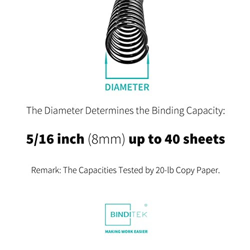 image for Binditek 100 Pack Plastic Spiral Binding Coils, 8mm(5/16