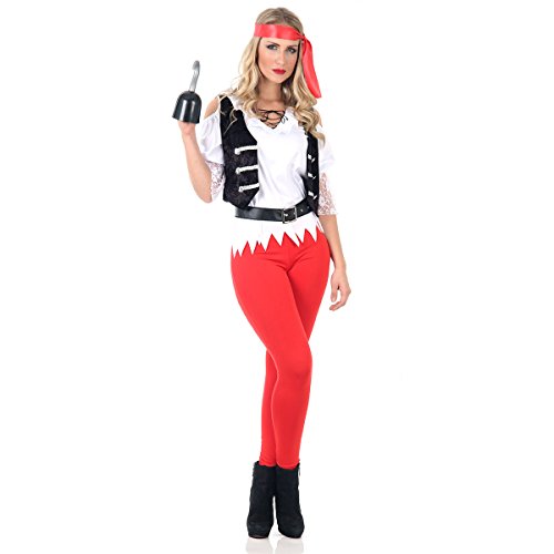 Sulamericana Fantasias Pirata Black Pearl Heat Girls Adulto, P 38/40, Vermelho/Branco