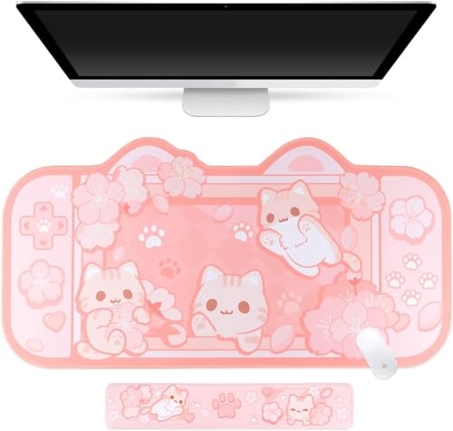 Sottomano BelugaDesign Gatto Sakura | Tappetino da gioco per tastiera NS Switch Tappetino per mouse...