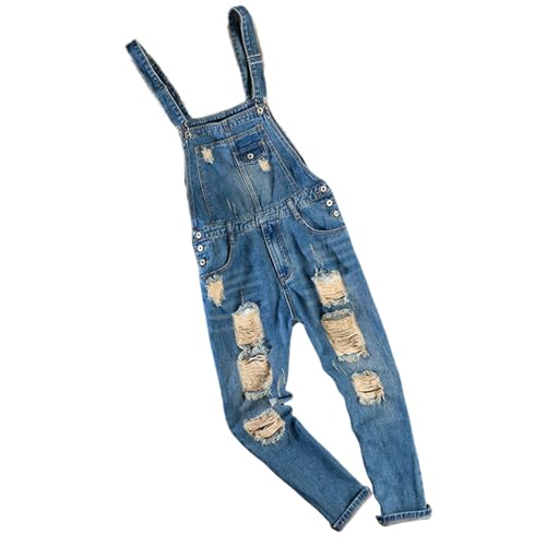Salopette de travail courte denim homme jean déchiré look rétro short