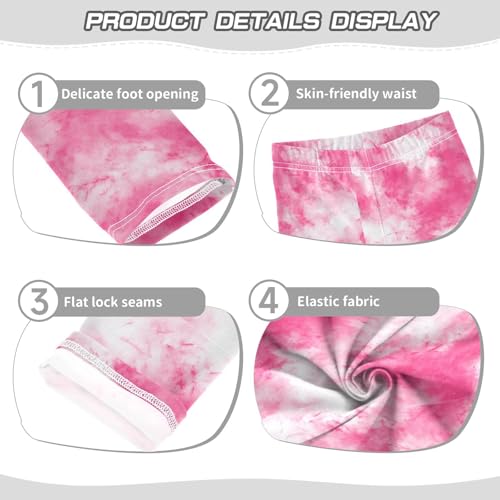 Boccsty Light Pink Tie Dye White Girls Leggings Kids Yoga Pants Dance Active Tights 4T3