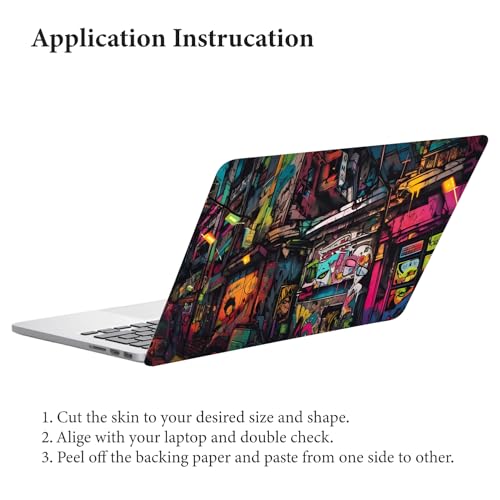 Image of Graffiti Art Laptop Skin Vinyl Stickers Suitable for All Laptop Multicolour Decor Sticker with Trackpad Sticker (L x H 16 x 11 Inch.)
