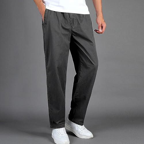 Sweatpants for Men Drawstring Elastic Waist Straight Pants Lightweight Comfy Casual Work Office Pant with Pockets2