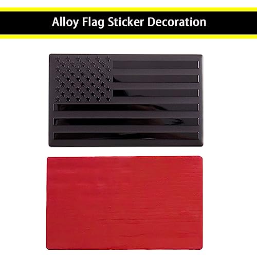 Image of XMUINT Metal American Flag Emblem, 2 Packs 5 inch USA Car Military Patriotic Sticker, Alloy Bumper Fender Door Window Trunk Engine Hood Decal for Car Truck SUV Matte Black