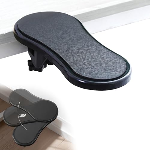 X-BLTU Computer Adjustable Arm Rest Support Bracket,Ergonomic Mouse Arm Elbow Rest Pad，Support for Keyboard Armrest Extender Rotating Mouse Pad Holder for Table, Office, Chair, Desk (Black)