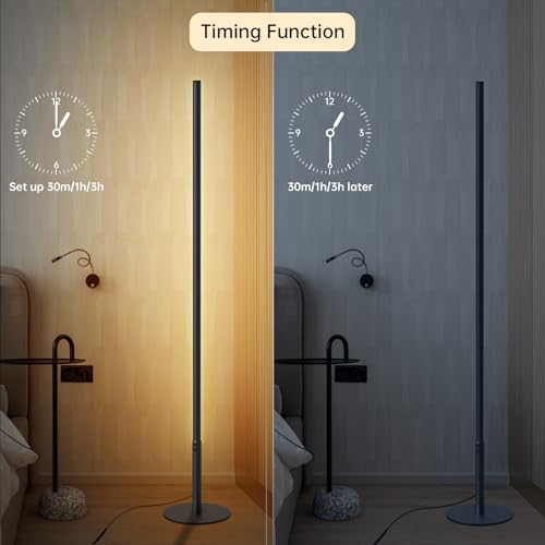 Hzitcigm LED Stehlampe Wohnzimmer, Stehleuchte Dimmbar LED Ecklampe mit Stufenlose Helligkeit & Farbtemperaturen 2700K-6500K, Memory-Funktion Standleuchte mit Fernbedienung für Schlafzimmer Büro,147CM