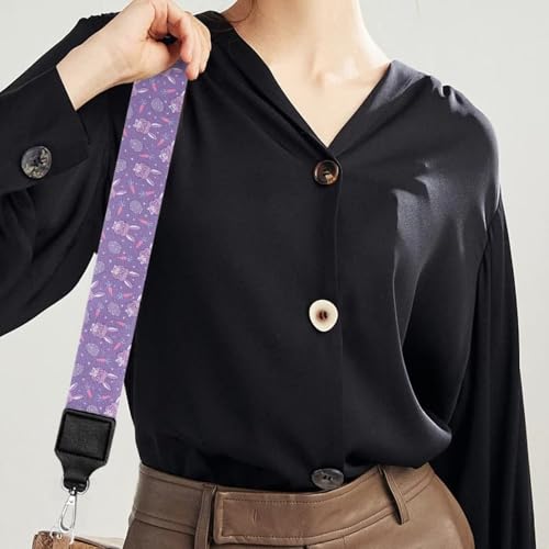 Image of Halloween Handbag Strap Canvas Purse Strap Colorful Bat Black Shoulder Strap Multicolor Bats Replacement Strap