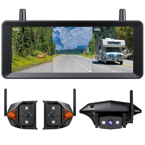 AUTO-VOX Wireless RV Backup Camera System: Rear and Side Coverage on a Large 7.2’‘ HD Monitor,...